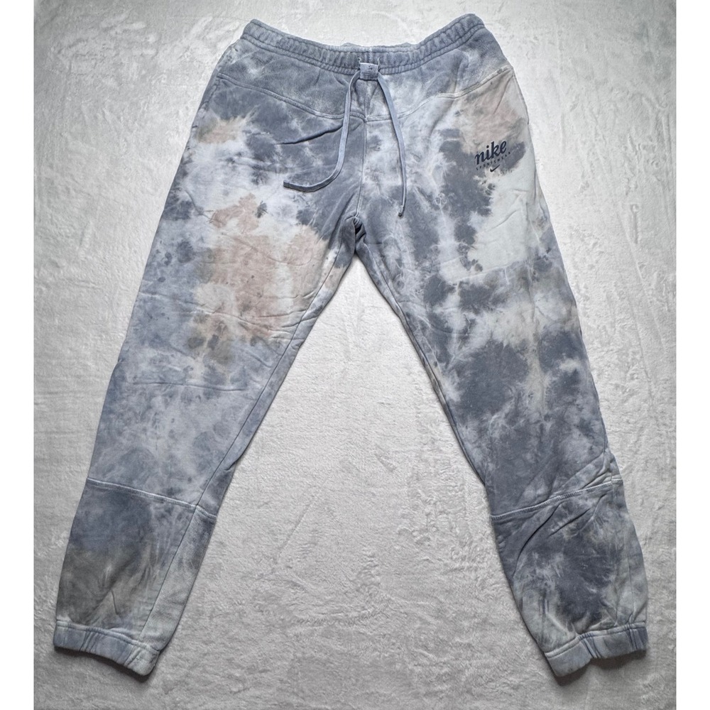 Nike Mens XL Tie Dye Jogger Sweatpants Grey White French Terry Sportswear Pants